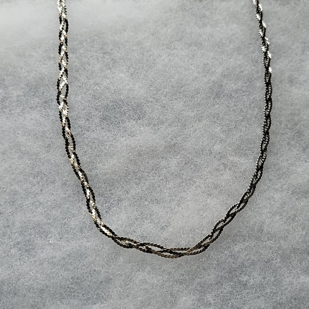 2$/8  3 Strand Braided Serpentine Silver Tone Necklace